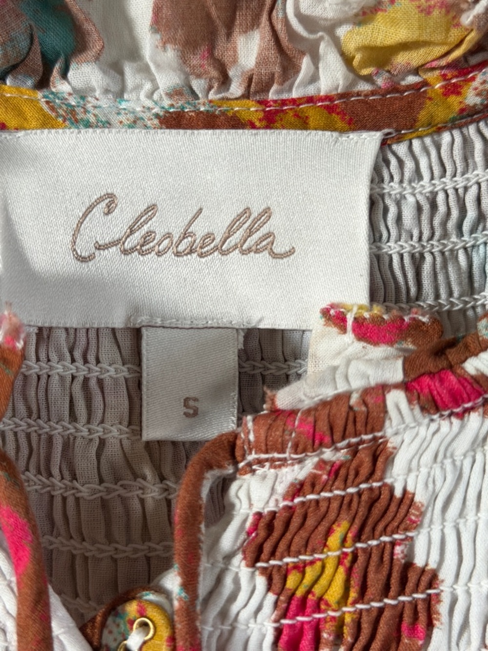 Cleobella sundress short sleeve buttons Ruffle smocked small - Picture 10 of 13